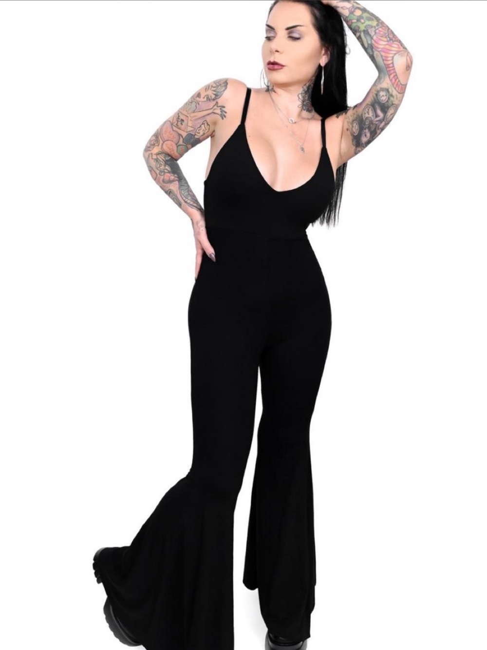 🖤 nwt 🖤 Foxblood Black Velvet Mega Flare Jumpsuit — Size M!